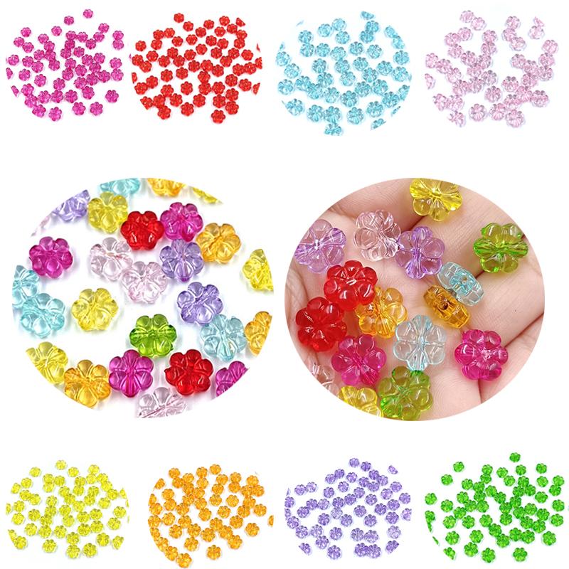 Креативные модные украшения 10 мм 20 шт. Акриловые бусины Браслет Прозрачный отдел изготовления аксессуаров 10 мм Цветочная бусина DIY Разноцветная прокладка для цветов