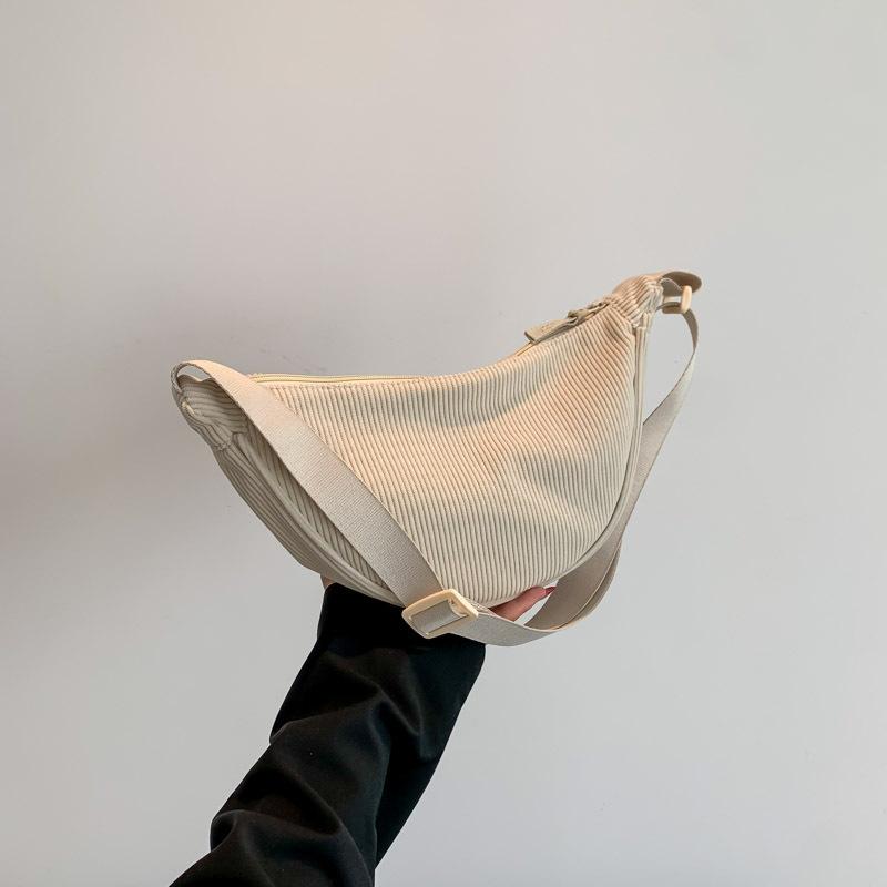 Corduroy Shoulder Bag for Women | Lightweight Solid Color Travel Purse | Casual Fashion Crossbody Tote | Simple Daily Handbag