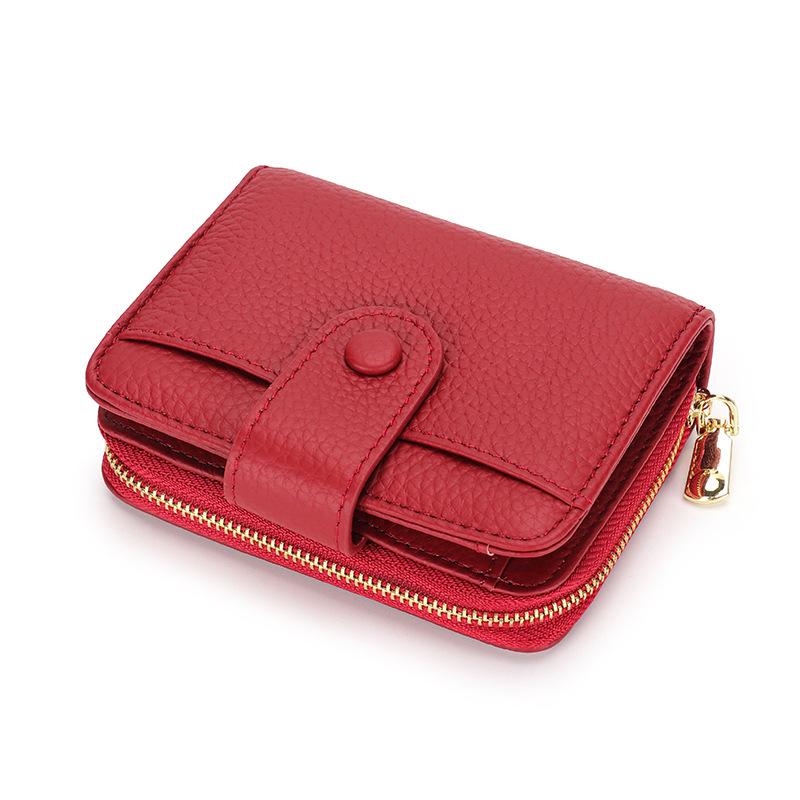 2024 New Short Wallets For Women Genuine Leather Card Holders First Layer Of Cowhide Coin Purse 2in1 Zipper Hasp Bifold Wallet