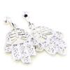 [E7627] - Silver 'Hand of Fatma' Silver Earrings (rhodium-plated) - 17x10 Mm