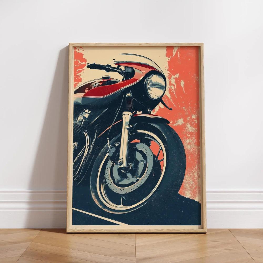 Винтажный постер Cafe Racer – Гранж Мотоциклетное Настенное Искусство Рустикальный Декор Гаража Смелый Принт Мотоцикла Ретро Подарок Байкеру Индустриальные Вайбы