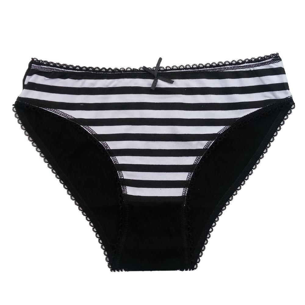 Women's Cotton Panties Sexy Soft Striped Underpants Solid Color Briefs Female Comfortable Stretch Lingerie M-XL 12 Pcs/set