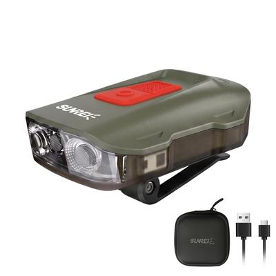 Cap Light LED IPX6 Green Headlight, Clip-on, Hand-Shake Sensor, Type-C Rechargeable, Waterproof,