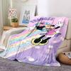 Rainbow Minnie Celebration Flannel Blanket Super Soft Warm Cozy Blanket For Sofa Bed Office Travel Allseason Home Decor Gift