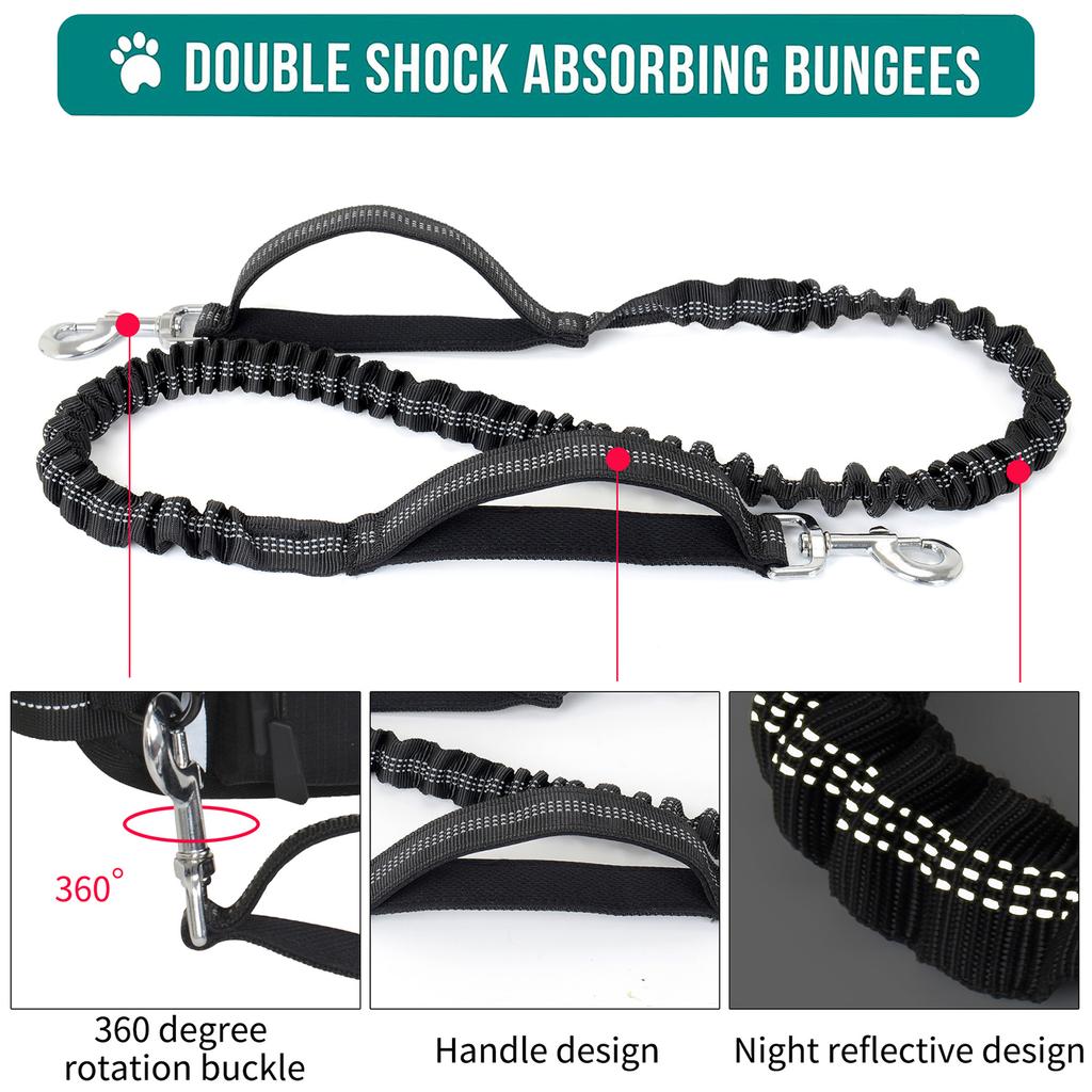 Поводок для собак Hands Free, поясная сумка, водонепроницаемая, ночная, светоотражающая, большой емкости для уличной собаки