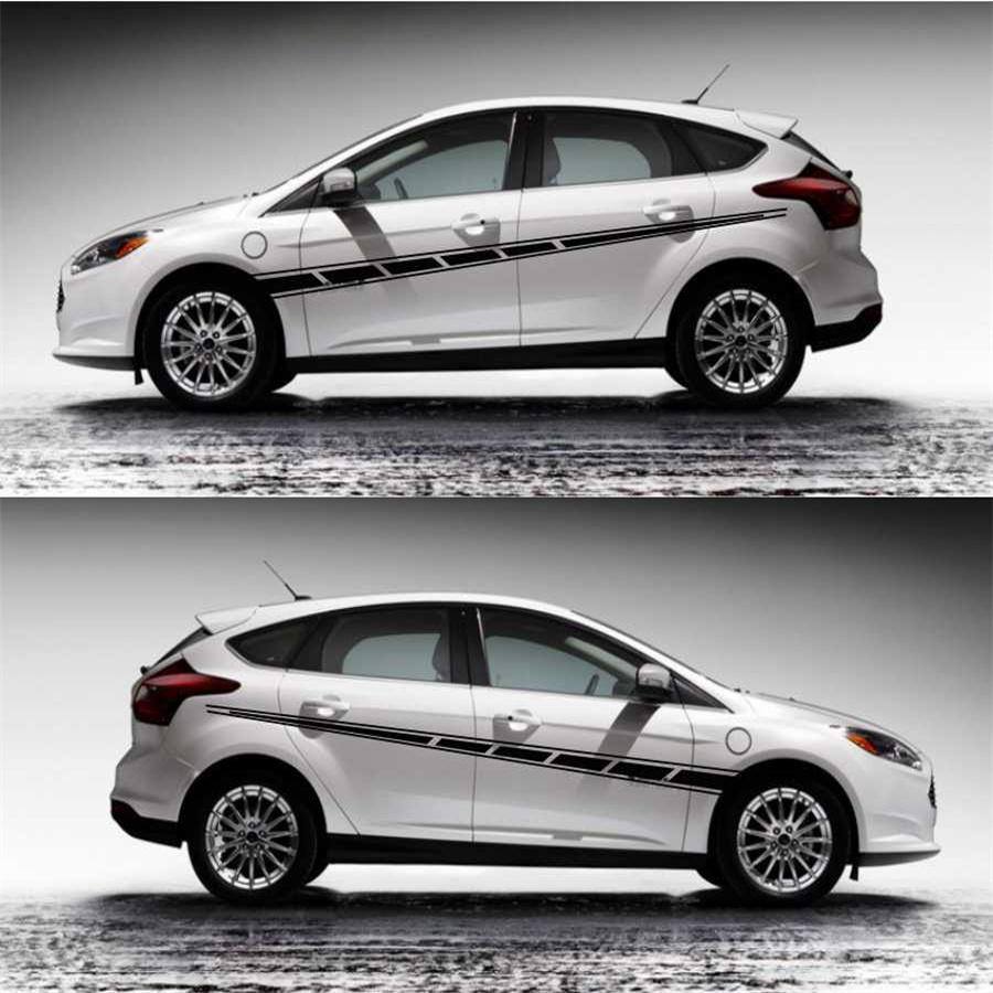 2x Наклейка на кузов автомобиля Обтекаемый стиль Боковая полоса Обертка Виниловая пленка Наклейка Матовый черный