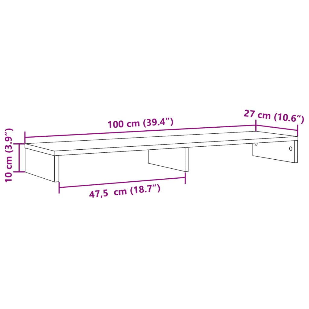 Dual Monitor Stand Artisan Oak 100 x 27 x 10 cm Particleboard