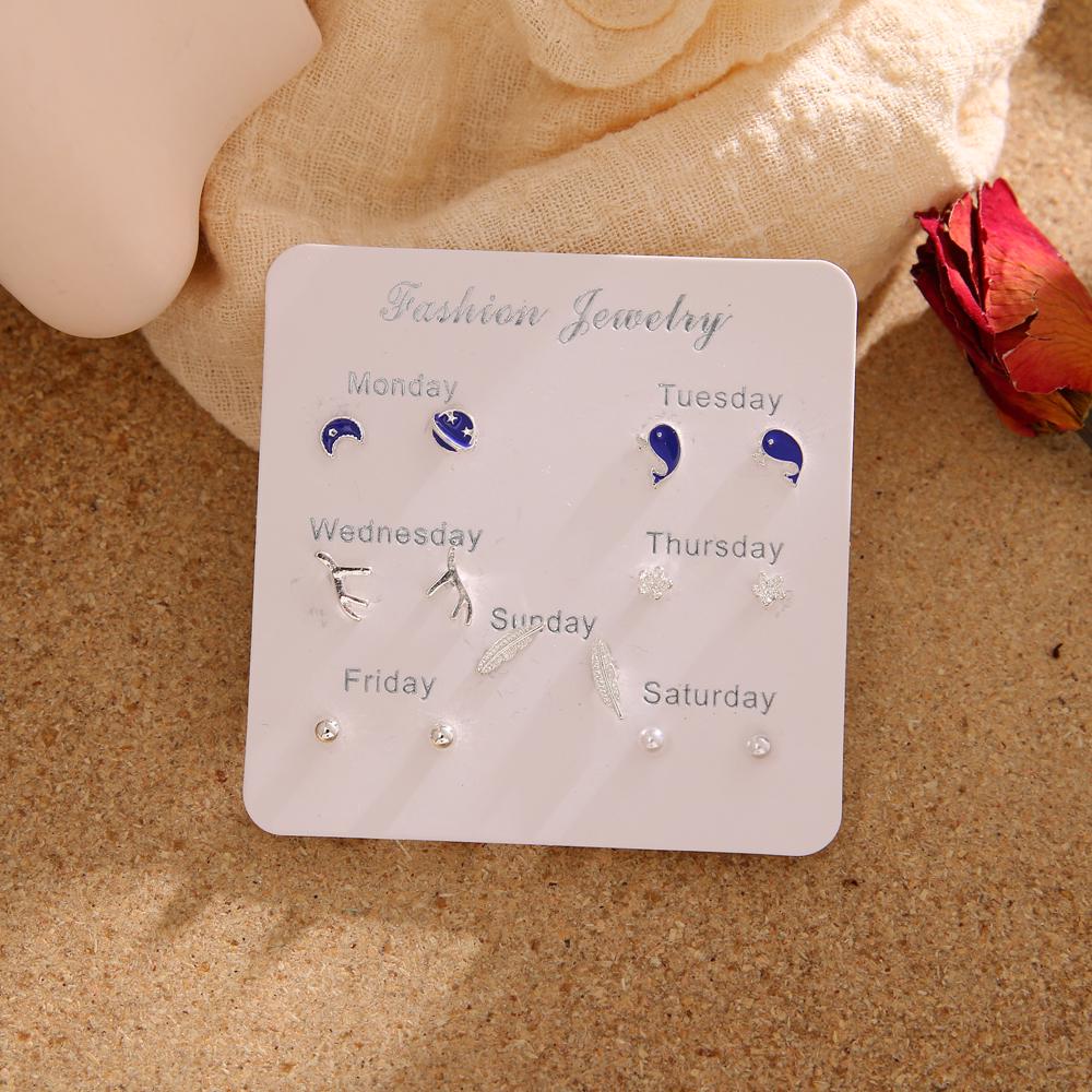 6 пар. Серьги - гвоздики. Горный хрусталь