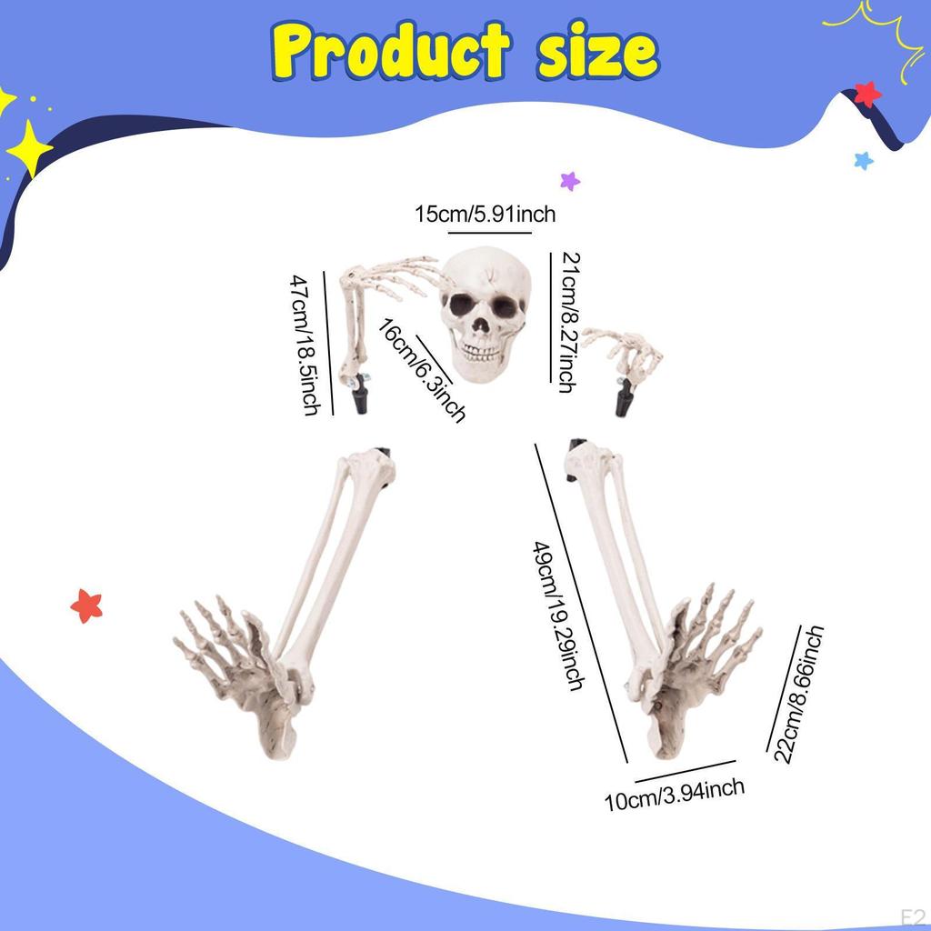 Halloween Skeleton Stakes , Realistic Lawn Decoration and Arms Legs Set for Outdoor