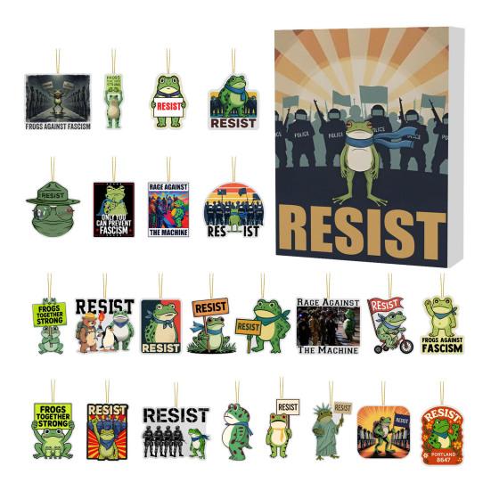 Адвент-календарь Resist Дизайн лягушки 24-дневный обратный отсчет Праздничный календарь для семейных мероприятий Усилитель праздничной атмосферы