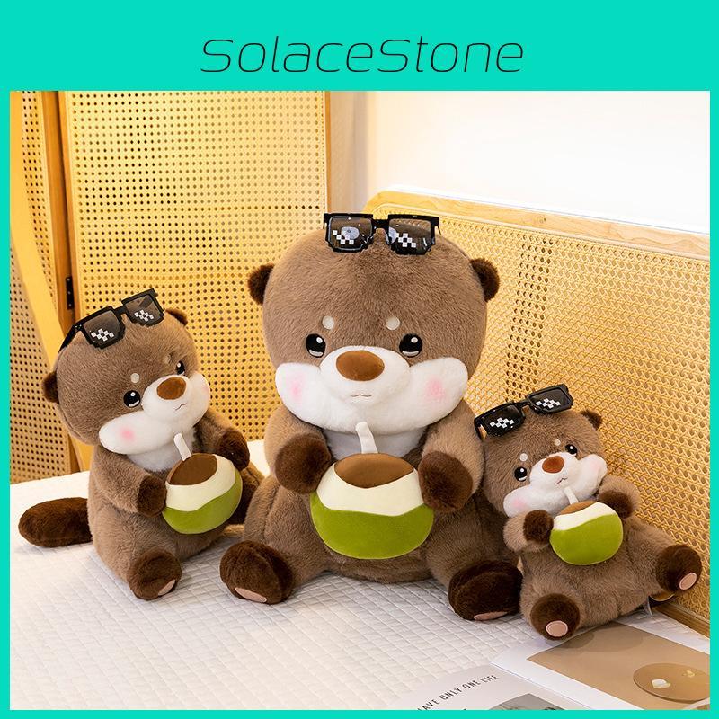 Adorable Coconut Drinking Sloth Capybara Plush Toy Soft Stuffed Animal Gift For Birthdays