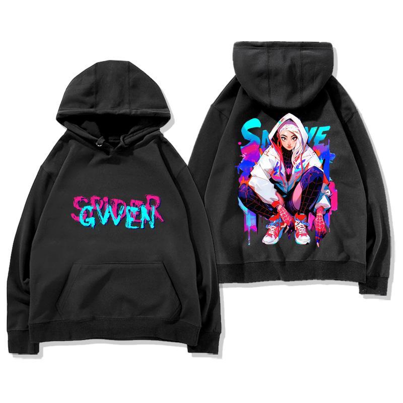 Marvel Authorized Spider-Man Parallel Universe Gwen Anime Printed Hoodie Autumn and Winter Men's and Women's Long Sleeves