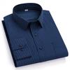 Men's Spread Collar Long Sleeve Striped Dress Shirt with Chest Pocket - Classic Business Formal for Office & Professional Wear