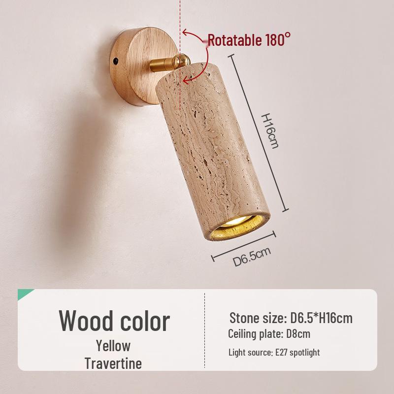 Желтый травертиновый настенный светильник в стиле ваби-саби для спальни, внутреннего двора или балкона - Водонепроницаемый уличный светильник.