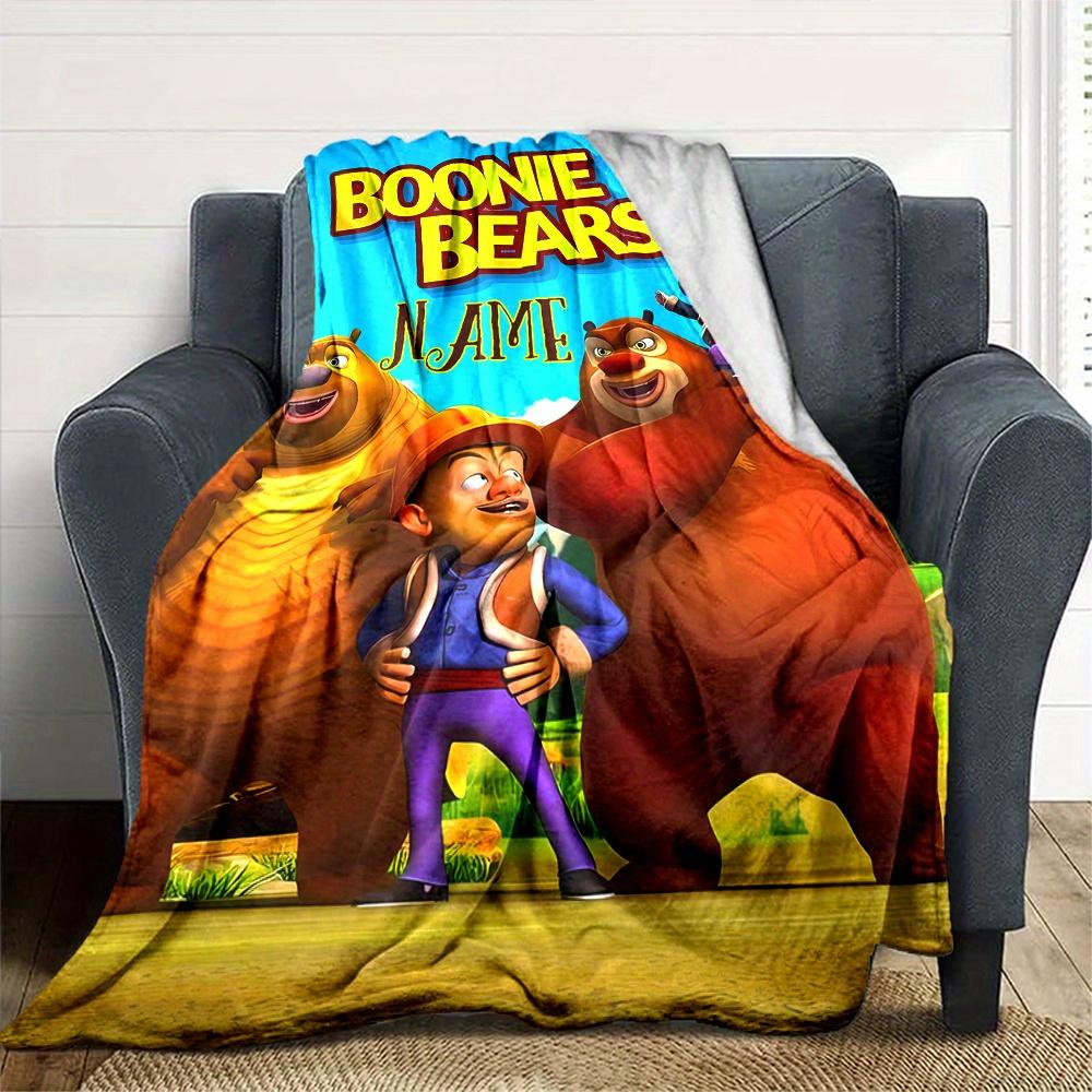 Boonie Bears Family Adventure Blanket Soft And Cozy Custom Name Gift For All Holidays Home Decor Office Nap Outdoor Holiday Gift Playful Design