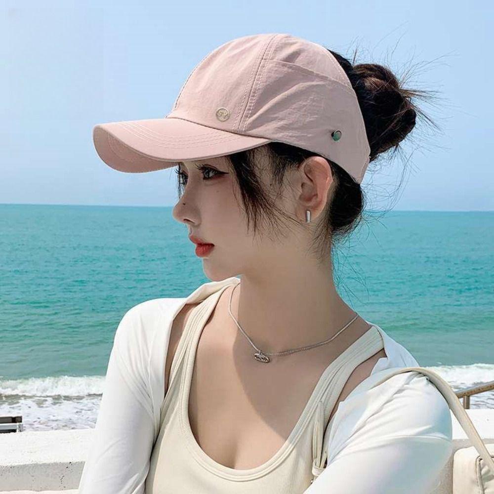 UV Protection Women's Visor Hat Quick-drying Ponytail Sun Hat Trendy Baseball Cap Outdoor Sports