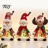 Snowman Holiday Ornament Lighted Christmas Doll Decoration, Cute Plush Santa Claus/Snowman/Reindeer Figurine with Elk Desk Decor Warm LED Light