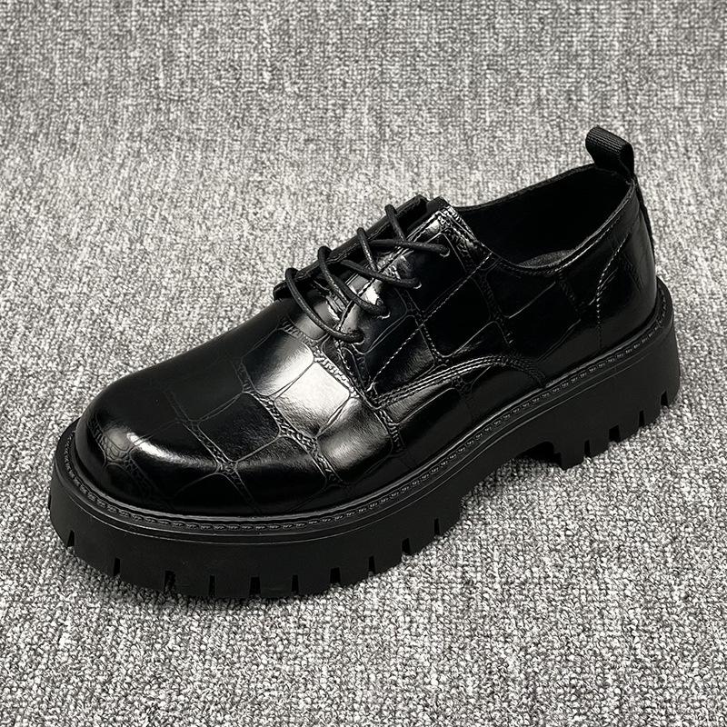 Foreign Trade Large-size Men's Shoes 2025 Popular Fashion Big Head Leather Shoes Men's Thick-soled Retro Versatile Shoes Tide