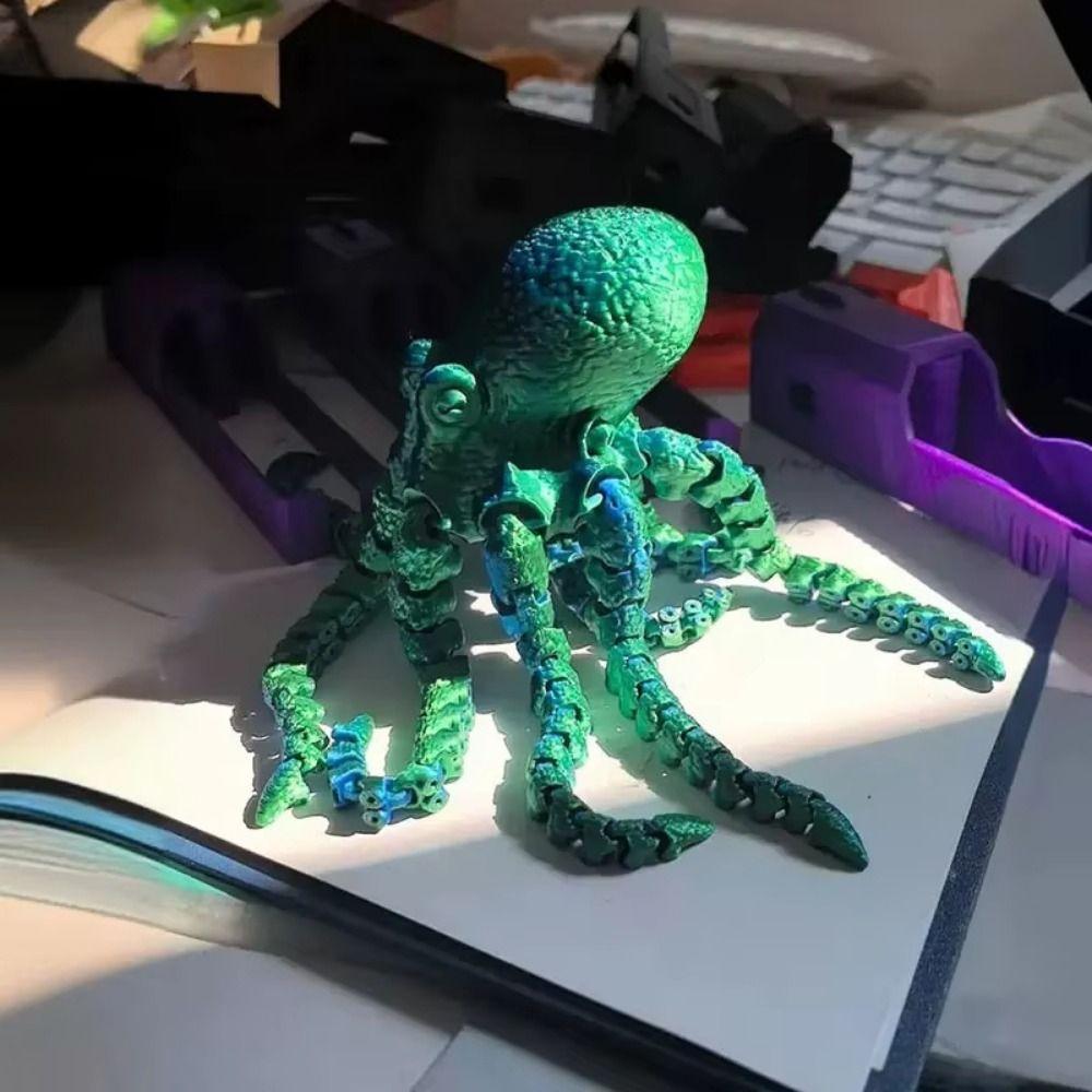 Jointed Body 3D Printed Octopusfish Octopusfish Figurine Poseable Tentacles Tabletop Decoration