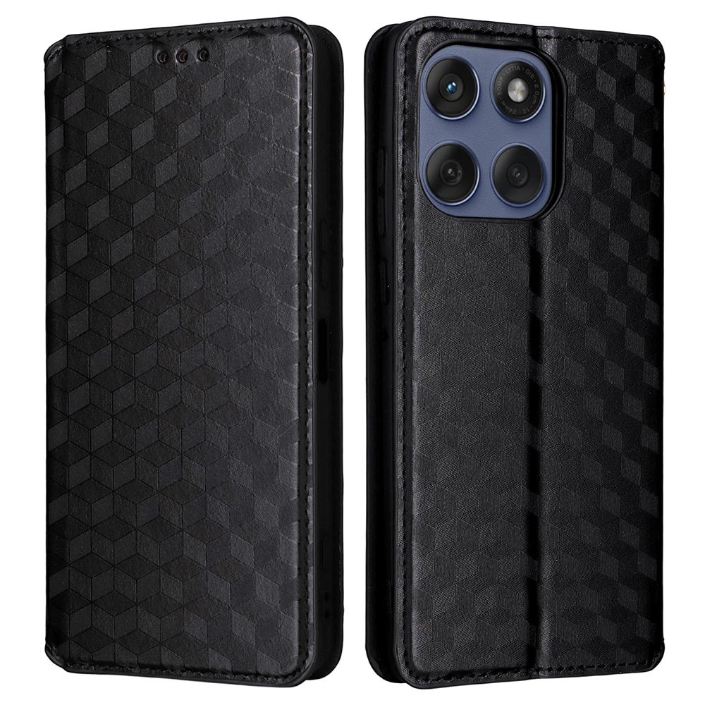 Leather Case for Motorola Edge 60 5G/60 Fusion 5G Wallet Rhombus Imprinted Phone Cover