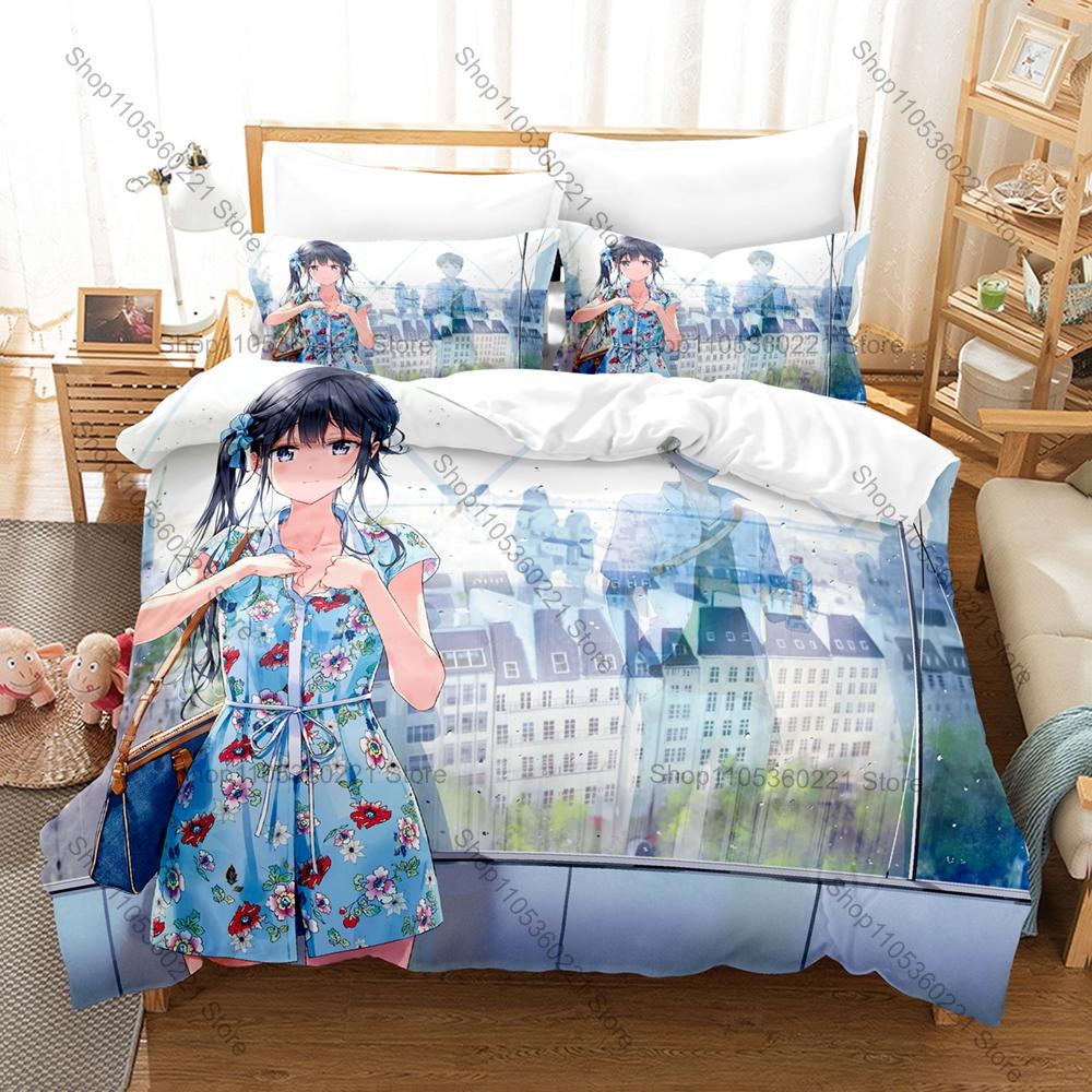 Cool Masamune kun no Revenge Duvet Cover + 2 Pillowcases Adagaki Aki Portrait Graphic 3Pcs Zipper Quilt Cover For Anime Bedroom