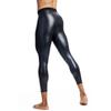 Мужские бесшовные shaping-леггинсы для фитнеса и йоги с контролем живота и поддержкой бедер, средней посадки, длиной три четверти, из эко-кожи
