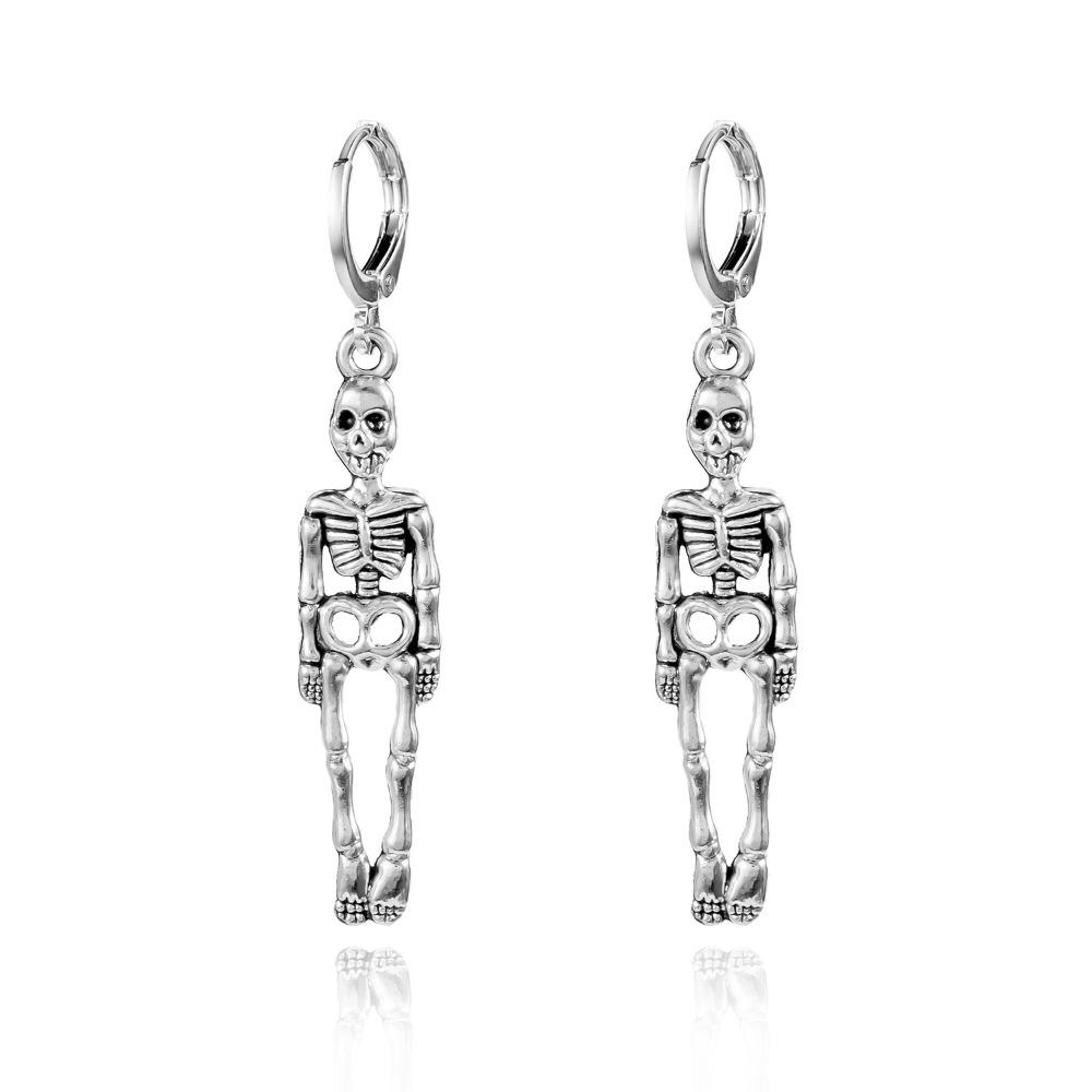 Skeleton Ghost Ear Studs Metal Skull Dangle Earrings Retro Halloween Earrings  Gift