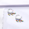 Серьги-подвески из стерлингового серебра 925 пробы с разноцветными перьями, Ловец снов, Бохо, Асимметричные, Оригинальные свадебные украшения для женщин