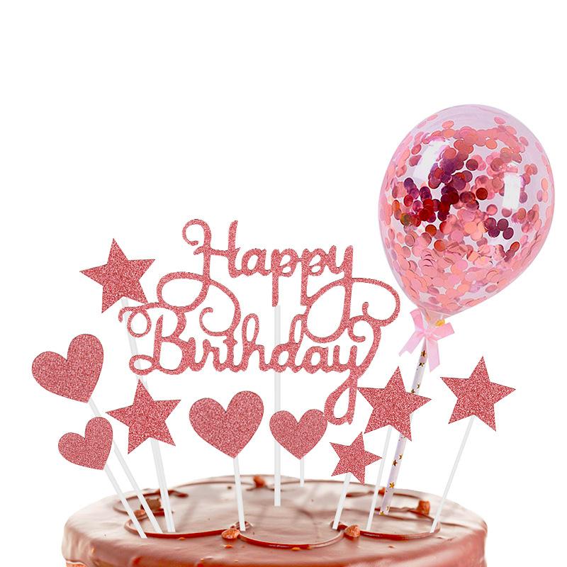 11 шт./набор блесток с днем рождения украшения для торта детский день рождения флаг конфетти воздушные шары украшения для торта мальчик девочка детский душ свадебный декор принадлежности MIT