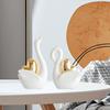 2 Pieces Swan Figurines Animal Sculptures Desktop Ornament Decorative Statues for Cabinet Entrance