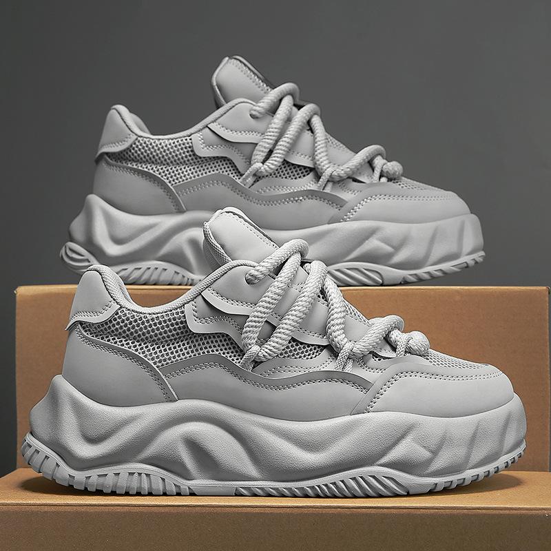 Fashion Fashion Men's Mesh Leather Shoes Trend Breathable Anti-slip Men Sneakers Youth Outdoor Platform Board Shoes Zapatillas De Hombre