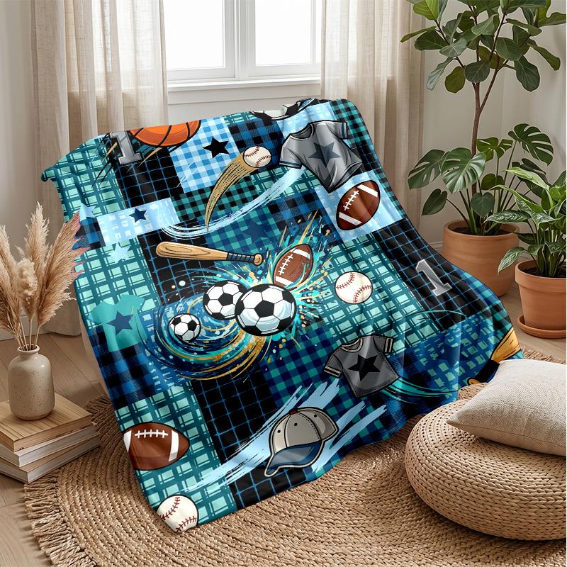 Sports Ball Collage 2 Theme blanket Lightweight Warm Flannel Blanket Decorative Throw Blanket for Home Decoration