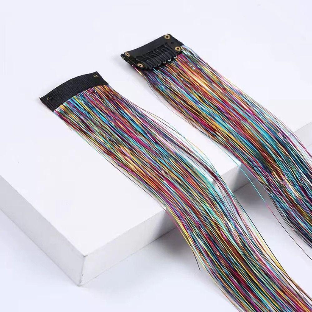 Головной убор Блестящий Блестящий Мишура для волос Радужные Шелковые Наращивания для волос Длинный Прямой Блестящий Хвост