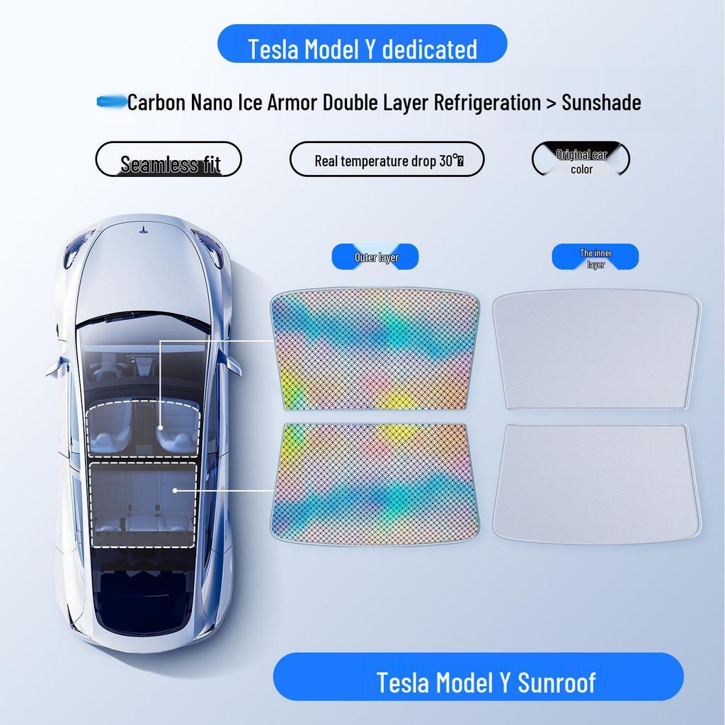 Графеновая лазерная шторка-солнцезащита для люка Tesla Model Y: Теплоизоляция и защита от солнца