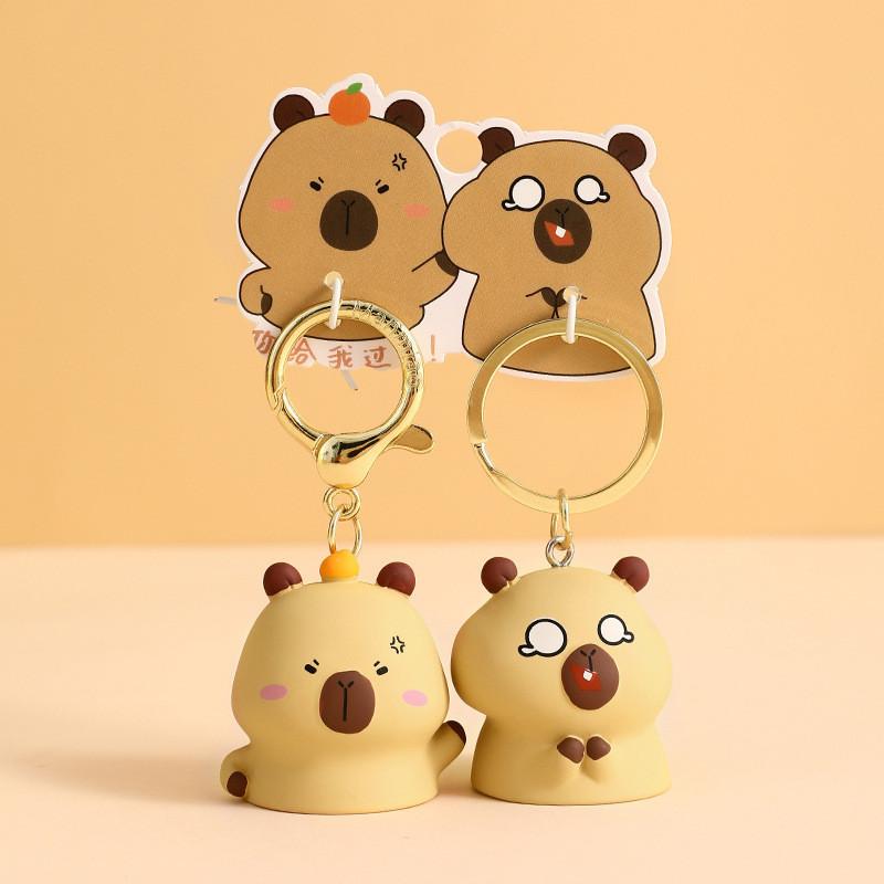 Adorable Cartoon Capybara Couple Keychain Cute Pvc Bag Pendant Ideal Gift For Couples