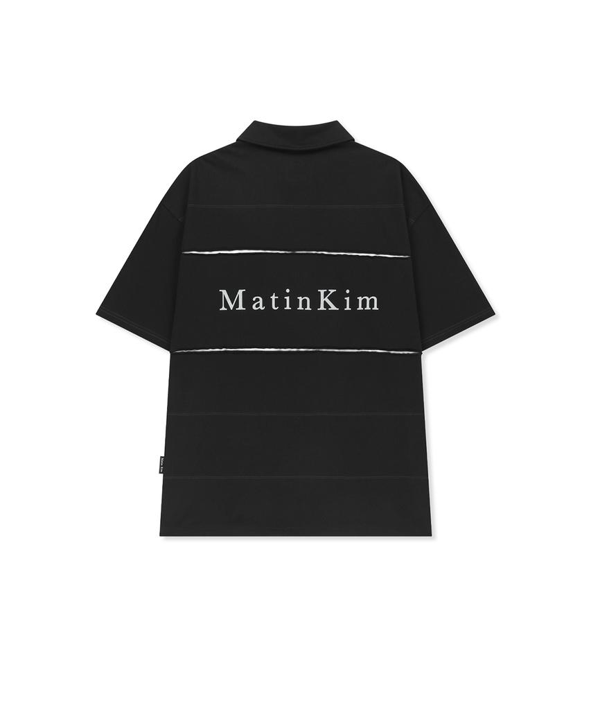 Черный мужской топ с вырезами и блочным воротником Mattengkim