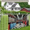1 piece of 2D flat, retro auto repair shop, polyester photo background cloth, party banner pull-up flags, birthday supplies