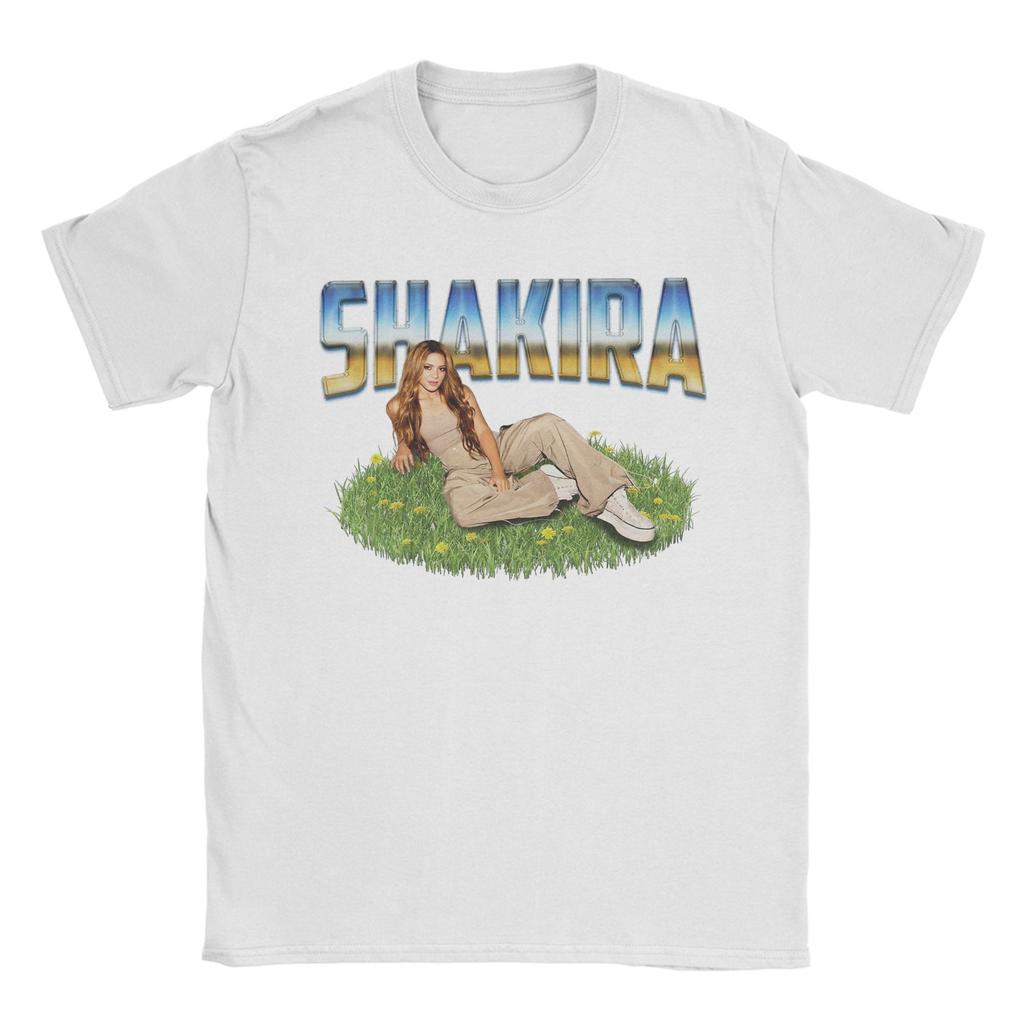 Vintage Singer Shakira TShirts for Unisex Round Collar Pure Cotton T Shirts Short Sleeve Tees Big Size Clothes