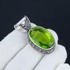 Beautiful Peridot Gemstone Silver Pendant In 925 Sterling Silver - Handmade Pear Design, Everyday Wear Jewelry Valentine Day Gift