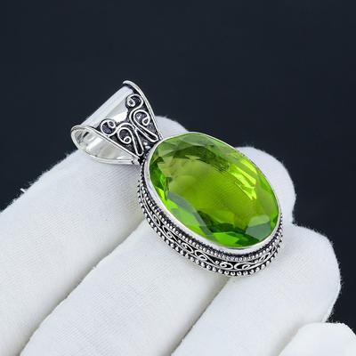 Красивый серебряный кулон с драгоценным камнем перидот из стерлингового серебра 925 пробы - дизайн груши ручной работы, повседневная одежда, подарок на день святого Валентина