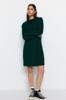 Women's Dress New Season Fashion Emerald Green Mini Knitwear Turtleneck Dress