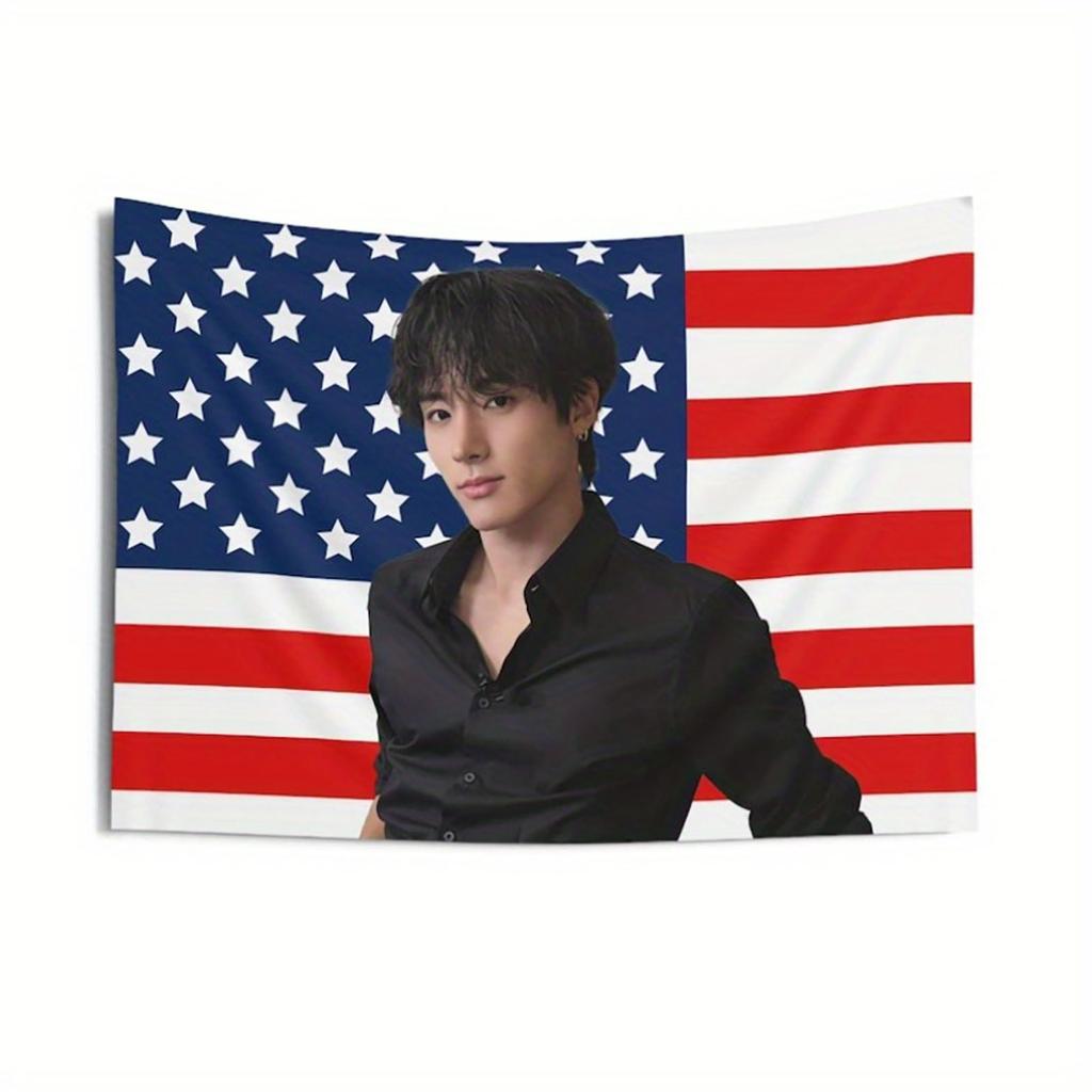 1PC The Boyz Eric US Flag Tapestry Flat Print Crazy Style Trigger Gibberish Concert Banner Kpop Merch Flag for Fans Wall