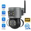Full HD 4-мегапиксельная водонепроницаемая Wi-Fi камера безопасности с двумя объективами, беспроводная IP PTZ-камера с двумя объективами, Wi-Fi, 10-кратный оптический зум PTZ IP-камера