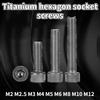 5/10PCS TA2 Pure Titanium Screws Titanium Cup Head Knurled Cylindrical Head Hexagon Socket Bolt Screw Screw M3 M4 M5 M6 M8