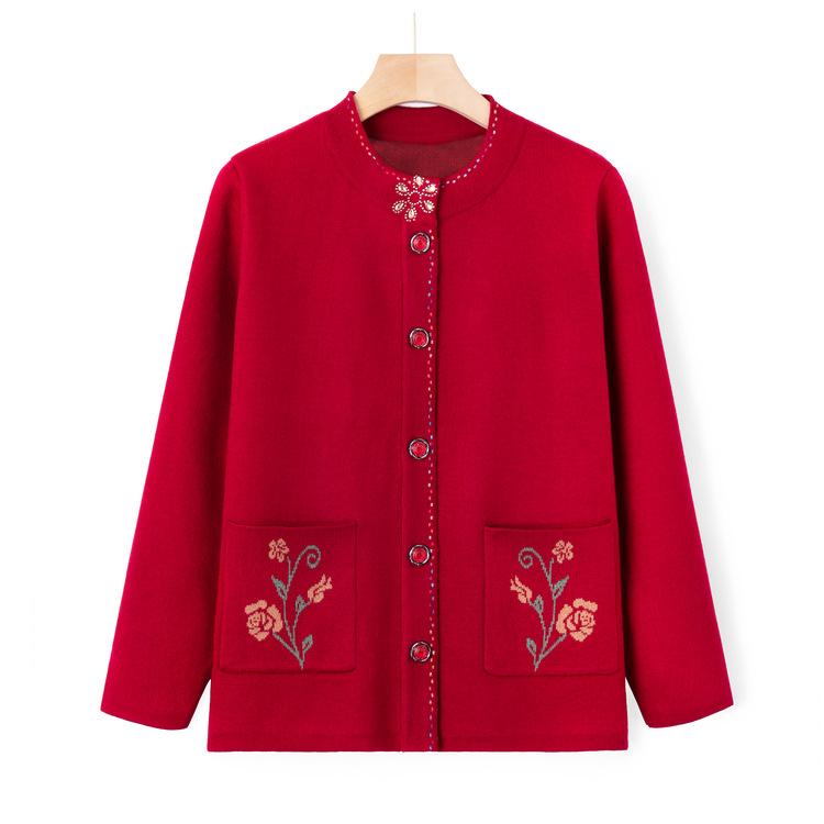 Пожилая осенняя одежда, свитер для среднего и пожилого возраста, свитер нового стиля, осенний свитер для бабушки, куртка, костюм для мамы большого размера