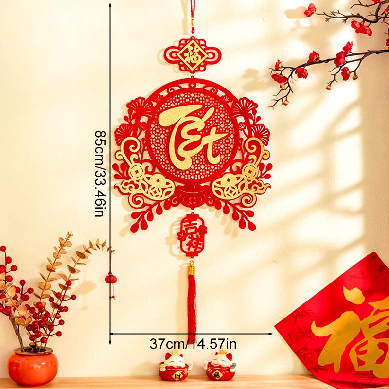 1pc Vietnam Spring Festival Chinese Knot with Tassel Lunar 2025 Durable Hanging Pendant New Year Home Decor