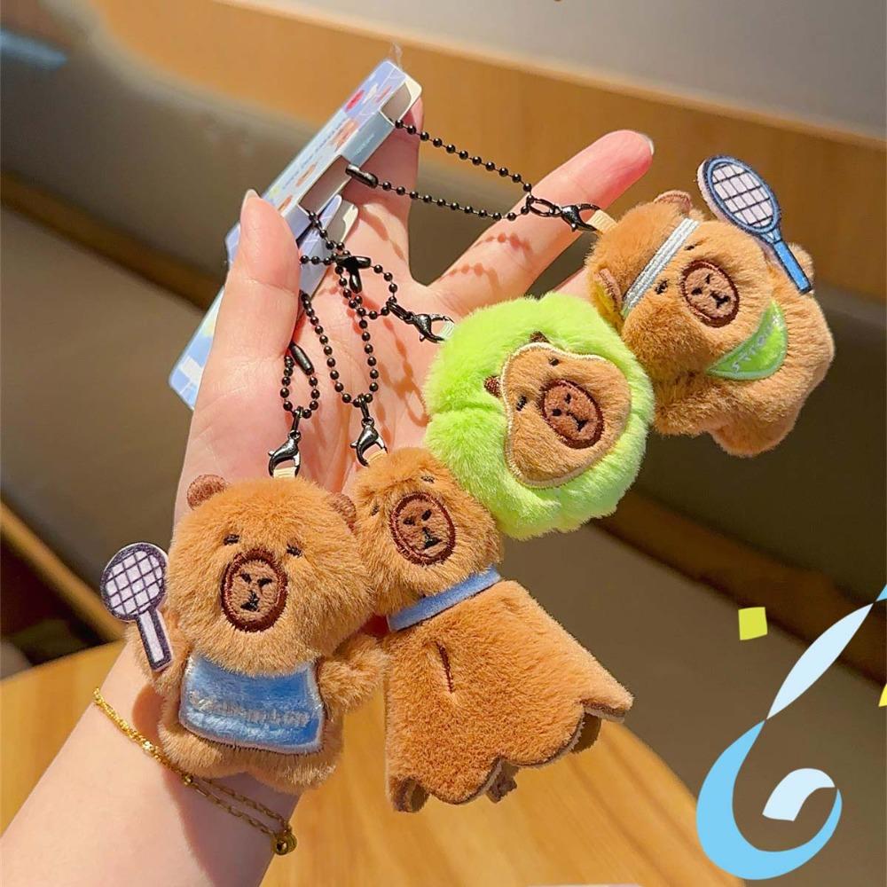 Cross Dressing Capybara Key Ring Soft Backpack Flutter Doll Funny Plush Sport Pendant  Daily