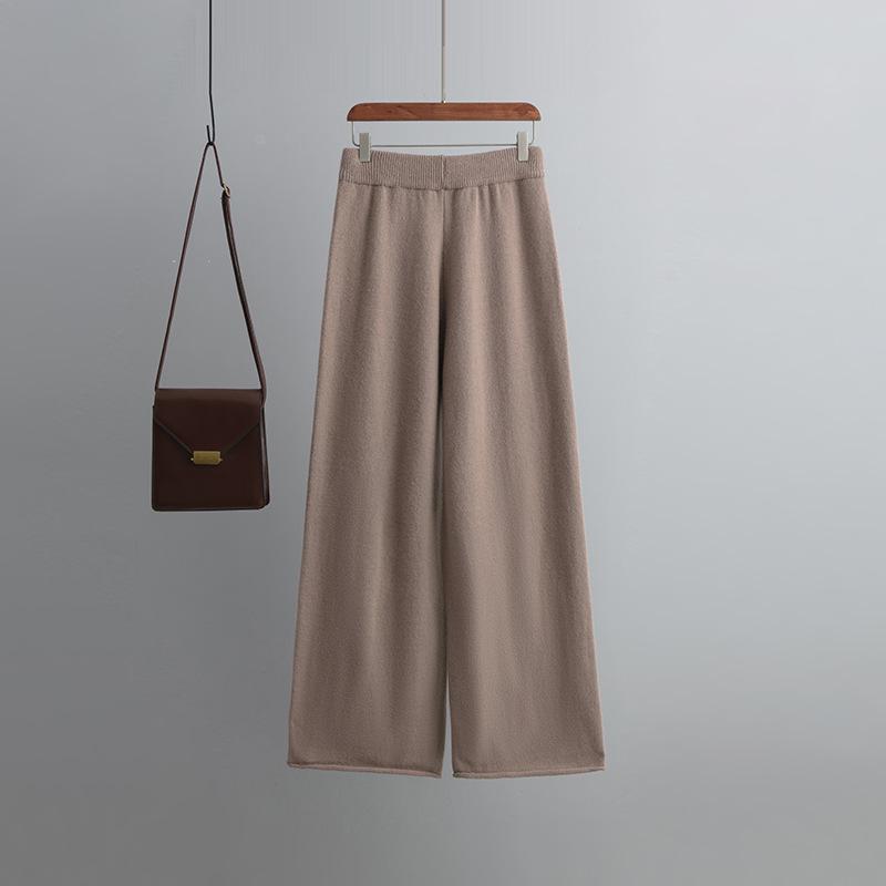 QICED Осенне-зимний комплект большого размера с высоким воротом, модный, нежный и непринужденный стиль, комплект из двух предметов свитера, однотонный трикотажный