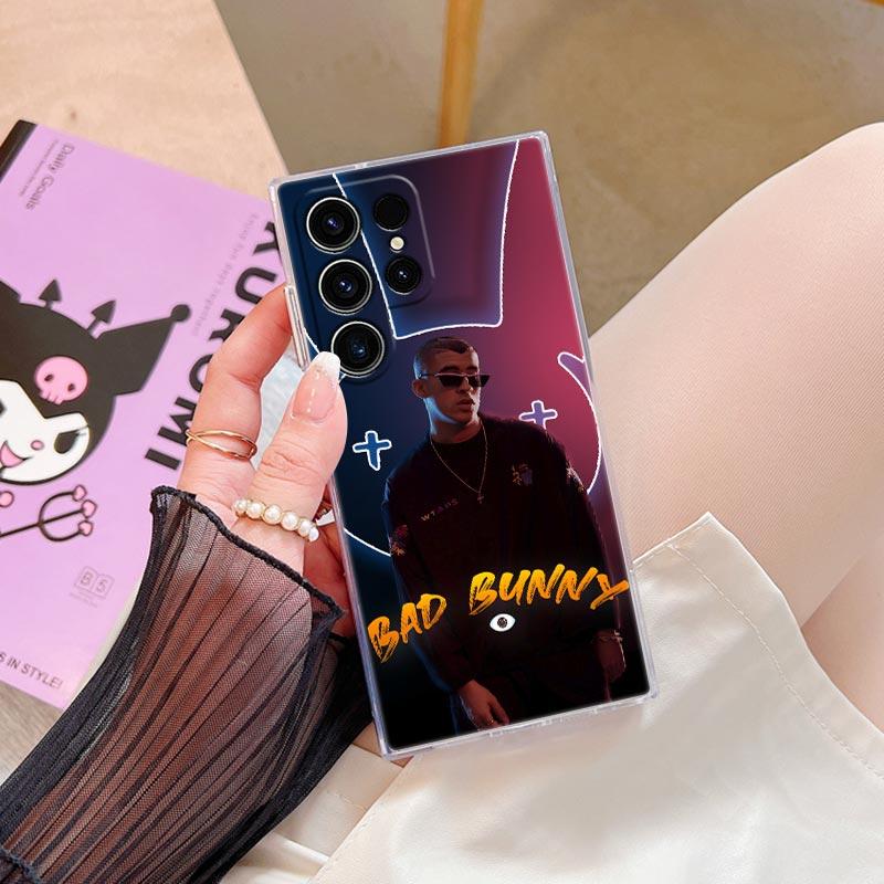 Чехол для телефона Bad Bunny Heart Rabbit X 100pre Для Samsung S24 S23 Ultra S22 S20 Plus S21 FE Прозрачные чехлы Обложка Galaxy S24Ultra Funda