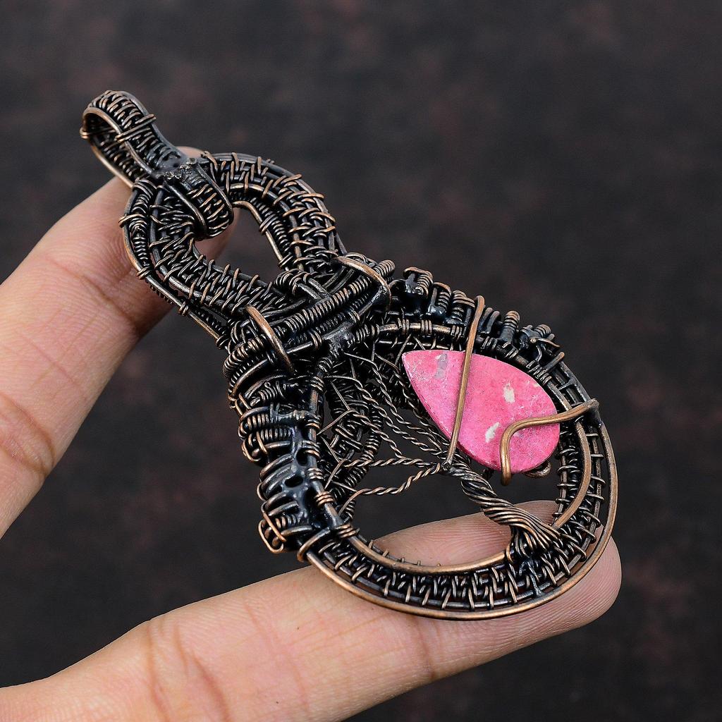 Tree Of Life Thulite Pendant Copper Wire Wrapped Gemstone Pendant Copper Wire Wrap Jewelry Handmade Pendant Gift For Women Beautiful Jewelry